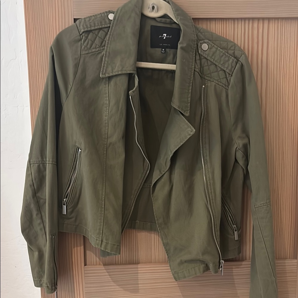 7 For All Mankind Green Utility Jacket with Epaulettes